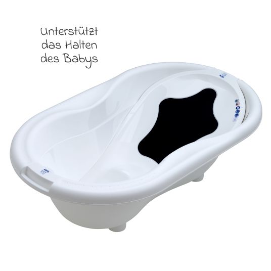 Rotho Babydesign 4-tlg. Badeset / Badestation Top - inkl. Badewanne + Wannenständer + Badeliege + Ablaufschlauch - White