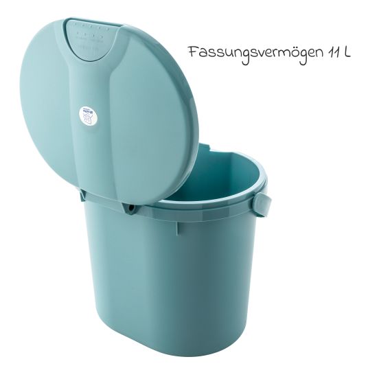 Rotho Babydesign 7-tlg. Badeset / Badestation Top - inkl. Badewanne + Wannenständer + Badeliege + Waschschüssel + Badethermometer + Ablaufschlauch + Windeleimer - Lagoon