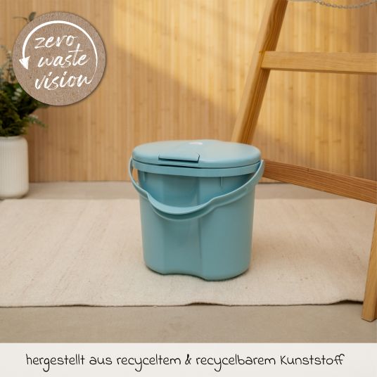 Rotho Babydesign 7-tlg. Badeset / Badestation Top - inkl. Badewanne + Wannenständer + Badeliege + Waschschüssel + Badethermometer + Ablaufschlauch + Windeleimer - Lagoon