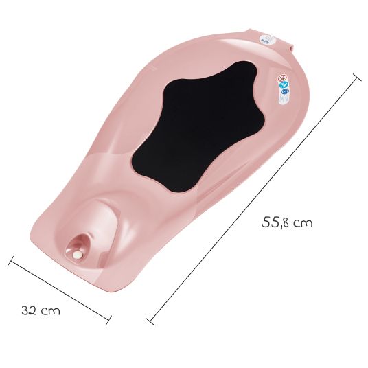 Rotho Babydesign 7-tlg. Badeset / Badestation Top - inkl. Badewanne + Wannenständer + Badeliege + Waschschüssel + Badethermometer + Ablaufschlauch + Windeleimer - Soft Rose