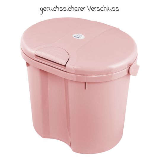 Rotho Babydesign 7-tlg. Badeset / Badestation Top - inkl. Badewanne + Wannenständer + Badeliege + Waschschüssel + Badethermometer + Ablaufschlauch + Windeleimer - Soft Rose