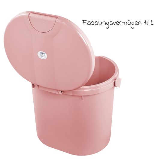 Rotho Babydesign 7-tlg. Badeset / Badestation Top - inkl. Badewanne + Wannenständer + Badeliege + Waschschüssel + Badethermometer + Ablaufschlauch + Windeleimer - Soft Rose