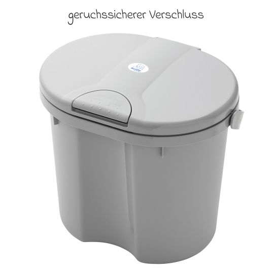 Rotho Babydesign 7-tlg. Badeset / Badestation Top - inkl. Badewanne + Wannenständer + Badeliege + Waschschüssel + Badethermometer + Ablaufschlauch + Windeleimer - Stone Grey