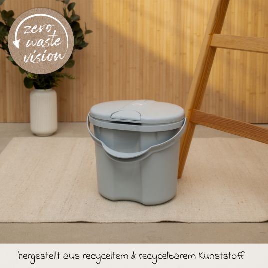 Rotho Babydesign 7-tlg. Badeset / Badestation Top - inkl. Badewanne + Wannenständer + Badeliege + Waschschüssel + Badethermometer + Ablaufschlauch + Windeleimer - Stone Grey