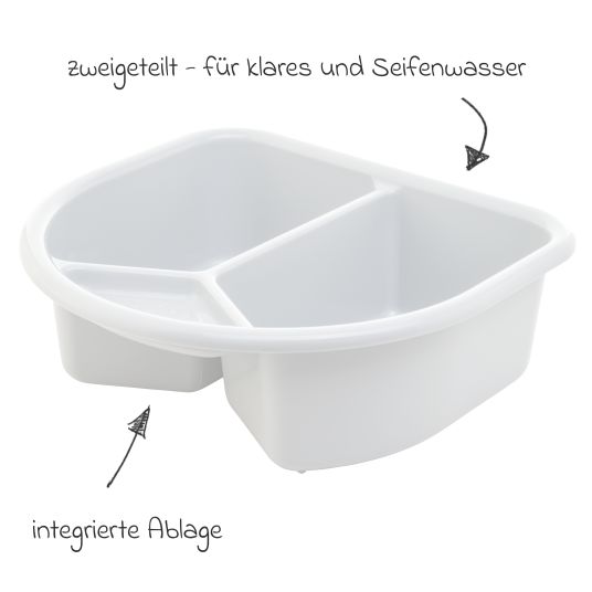 Rotho Babydesign 7-tlg. Badeset / Badestation Top - inkl. Badewanne + Wannenständer + Badeliege + Waschschüssel + Badethermometer + Ablaufschlauch + Windeleimer - White