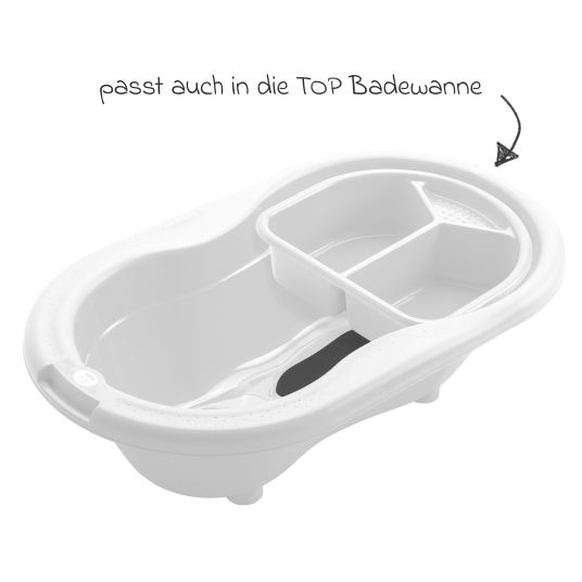 Rotho Babydesign 7-tlg. Badeset / Badestation Top - inkl. Badewanne + Wannenständer + Badeliege + Waschschüssel + Badethermometer + Ablaufschlauch + Windeleimer - White