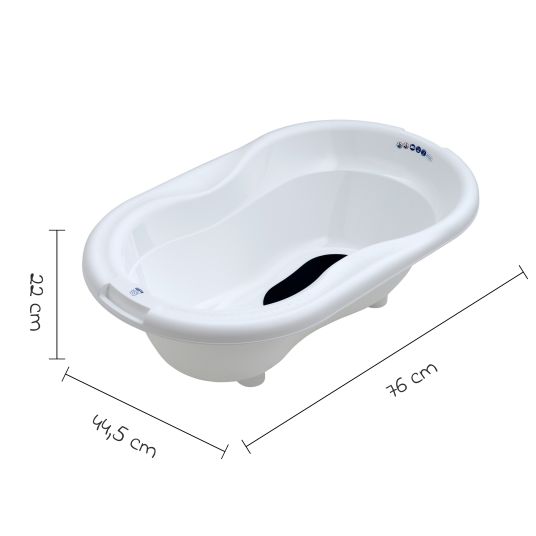 Rotho Babydesign 7-tlg. Badeset / Badestation Top - inkl. Badewanne + Wannenständer + Badeliege + Waschschüssel + Badethermometer + Ablaufschlauch + Windeleimer - White