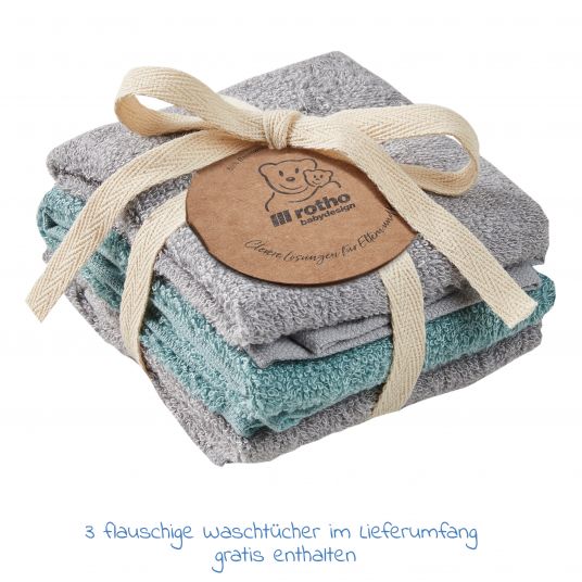 Rotho Babydesign TOP bath station + free washcloths 3-pack - Lagoon Stone Grey