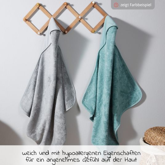 Rotho Babydesign Badestation TOP Xtra + Gratis Kapuzenhandtuch - Stone Grey