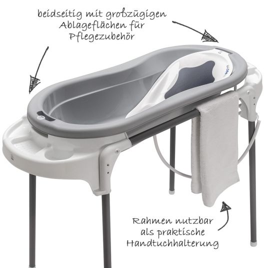 Rotho Babydesign Badestation TopXtra 4-tlg. - Stone Grey White