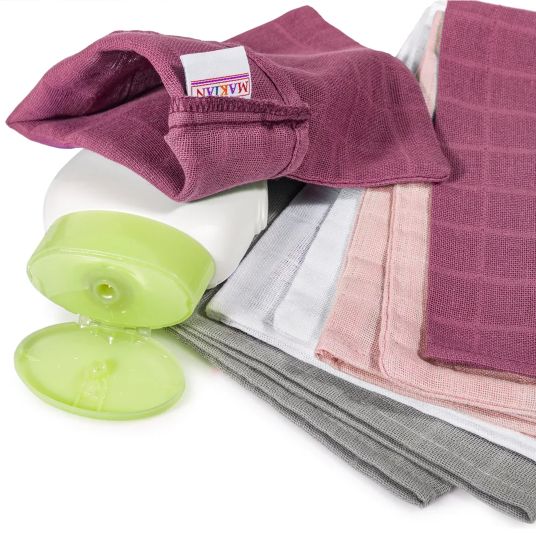Rotho Babydesign Foldable Baby Bath 2 Go + Free Gauze Washing Handbag 8 Pack - Orchid / Powder