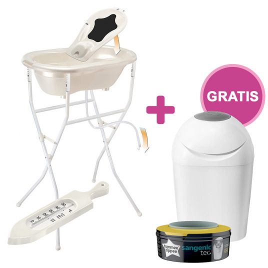 Rotho Babydesign Ideal Bath Solution Top - Crema bianco perla + pannolino Twister Sangenic Tec in omaggio
