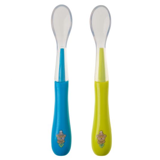 Rotho Babydesign Silicone Spoons 2 Pack Modern Feeding - Aquamarine Appel Green