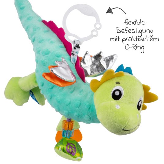 Rotho Babydesign Giocattolo sensoriale amico da appendere / appendino per carrozzina - Dusty il drago