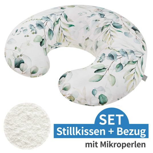 Rotho Babydesign Nursing pillow mini with micro bead filling incl. cover 180 cm - Limited Edition - Natural Leaves