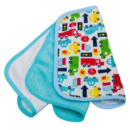 Rotho Babydesign Waschtuch 3er Pack - Autos Blau
