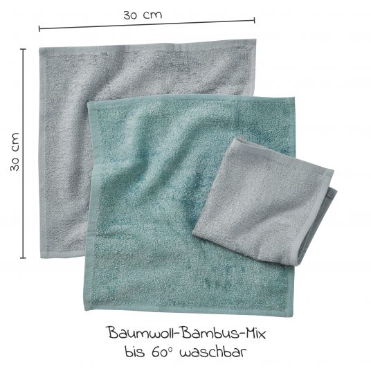 Rotho Babydesign Waschtuch / Pflegetuch 3er Pack 30 x 30 cm - Stone Grey / Lagoon