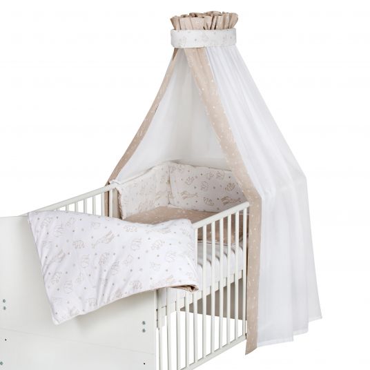 Schardt 4-piece bedding set blanket 100 x 135 cm , pillow 40 x 60 cm, nest, canopy - Origami - Beige