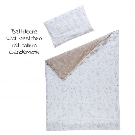 Schardt 4-tlg. Bettwäsche-Set Decke 100 x 135 cm , Kissen 40 x 60 cm, Nestchen, Himmel - Origami - Beige