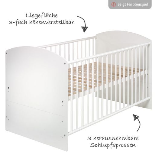 Schardt Baby-Komplettbett-Set Classic-Line inkl. Bettwäsche, Himmel, Nestchen & Matratze Natur 70 x 140 cm - Herzchen - Rosa