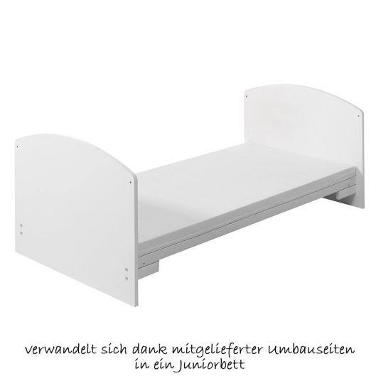 Schardt Baby-Komplettbett-Set Classic-Line inkl. Bettwäsche, Himmel, Nestchen & Matratze Weiß 70 x 140 cm - Circle Star Grau