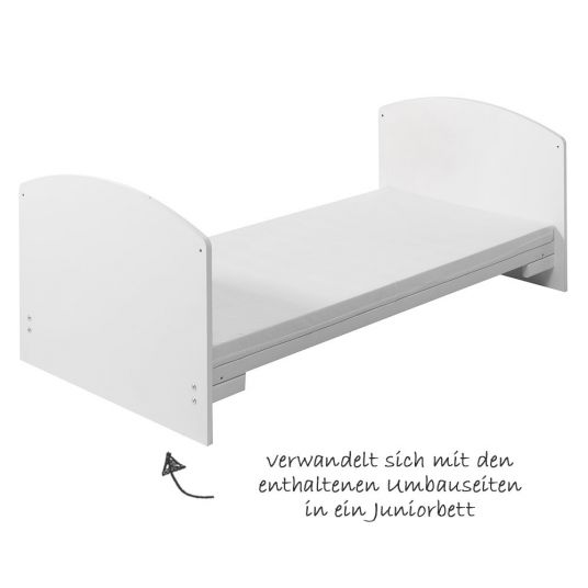 Schardt Set letto completo per bambini Classic-Line con lenzuola, baldacchino, nido e materasso bianco 70 x 140 cm - Acchiappasogni - Bianco