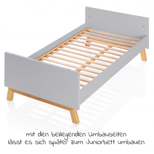 Schardt Baby- und Kinderbett Designline Deluxe Buche teilmassiv 70 x 140 cm - Natur Grau