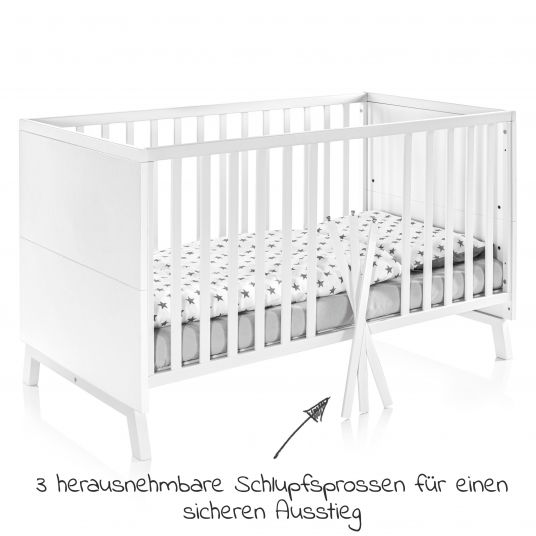 Schardt Baby- und Kinderbett Designline Deluxe Buche teilmassiv 70 x 140 cm - Weiß