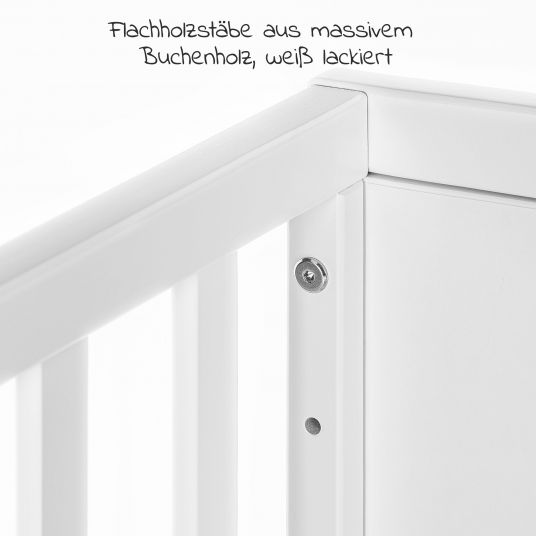 Schardt Baby- und Kinderbett Designline Deluxe Buche teilmassiv 70 x 140 cm - Weiß
