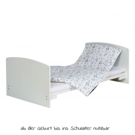 Schardt Babybett-Komplett-Set Classic-Line inkl. Bettwäsche, Himmel, Nestchen & Matratze Weiß 70 x 140 cm - Origami - Black