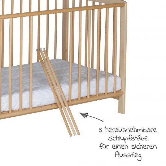Schardt Extra bed Micky Plus also for box spring beds nature 60 x 120 cm