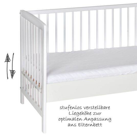 Schardt Beistellbett Micky Weiß inkl. textiler Ausstattung 60 x 120 - Sternchen - Grau