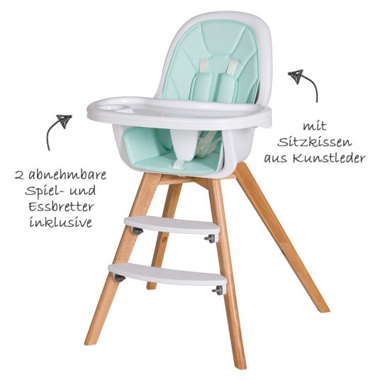 Schardt High chair Holly Nature incl. seat cushion - Mint