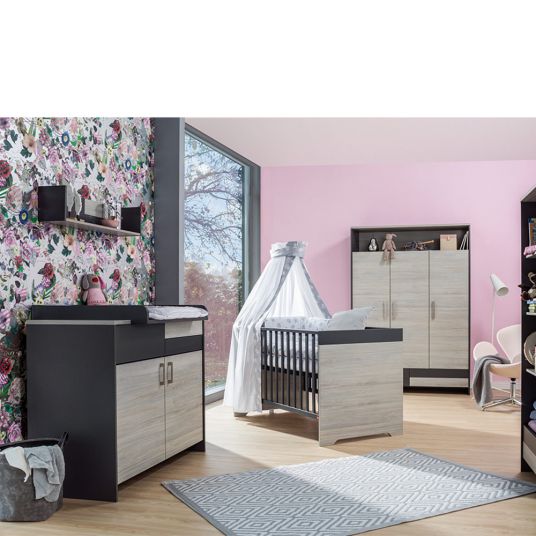 Schardt Kinderzimmer Clou mit 3-türigem Kleiderschrank, Bett, Wickelkommode