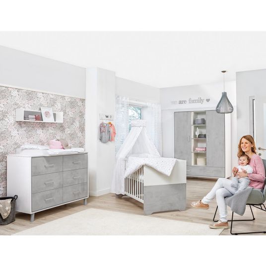 Schardt Coco Grey nursery with 2-door wardrobe, bed, changing unit