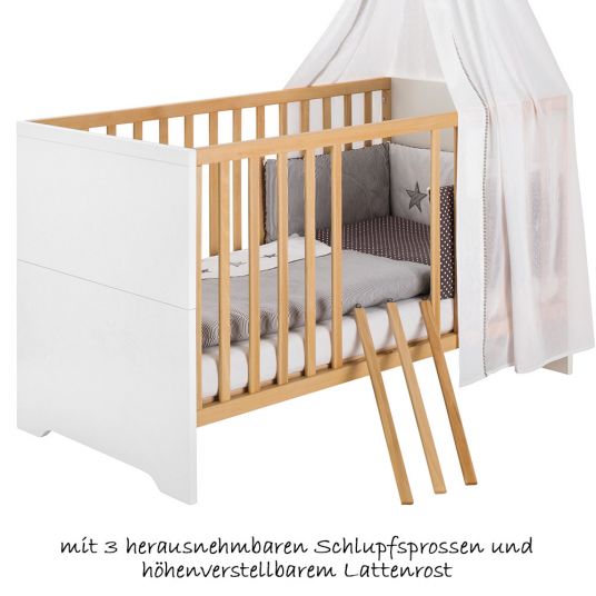 Schardt Kinderzimmer Coco White mit 2-türigem Schrank, Bett, Wickelkommode