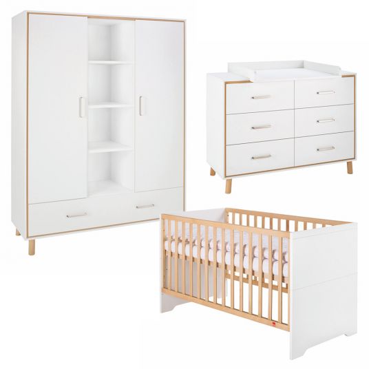Schardt Coco White nursery with 2-door wardrobe, bed, changing unit