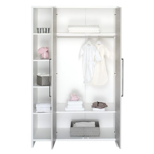 Schardt Camera dei bambini Eco Silver con armadio a 2 ante con ripiano, letto, fasciatoio