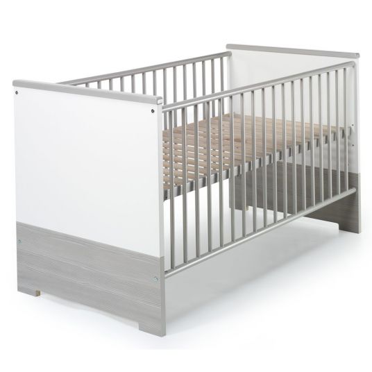 Schardt Camera dei bambini Eco Silver con armadio a 2 ante con ripiano, letto, fasciatoio