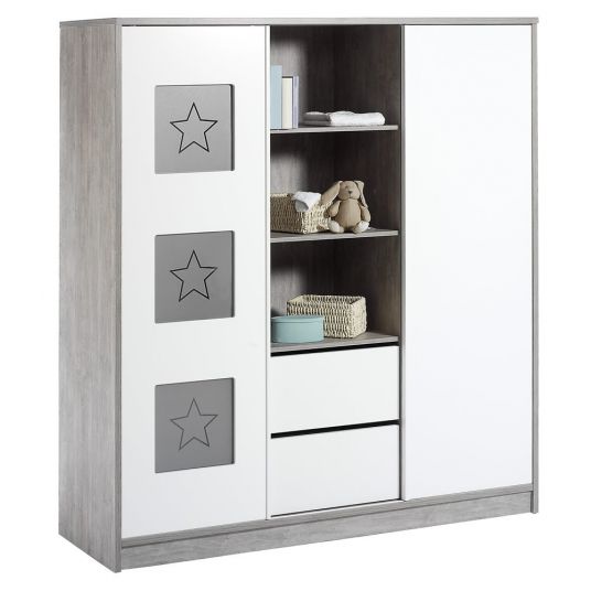 Schardt Children's room Eco Star with 2-door wardrobe with centre shelf, bed, changing unit
