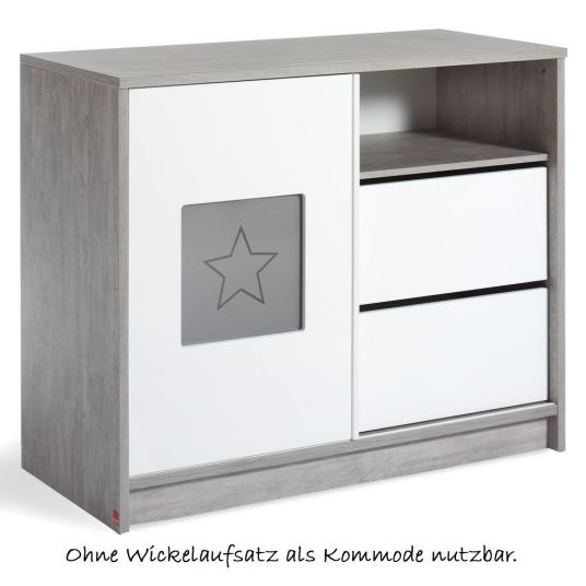 Schardt Kinderzimmer Eco Star mit 2-türigem Schrank mit Mittelregal, Bett, Wickelkommode