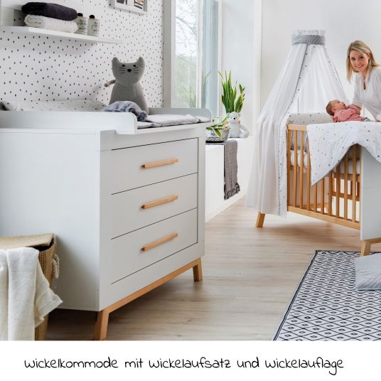Schardt Kinderzimmer Miami White 16-tlg. mit 3-türigem Schrank inkl. Textilkollektion Sternchen Grau -