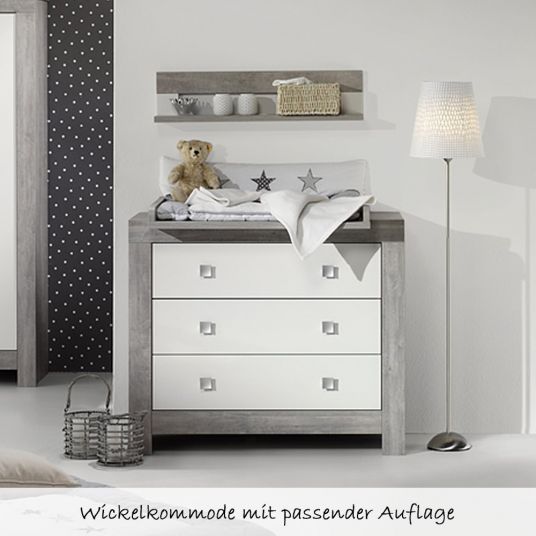 Schardt Children's room Nordic Driftwood 15-pcs. with 2-door wardrobe incl. textile collection Star Grey