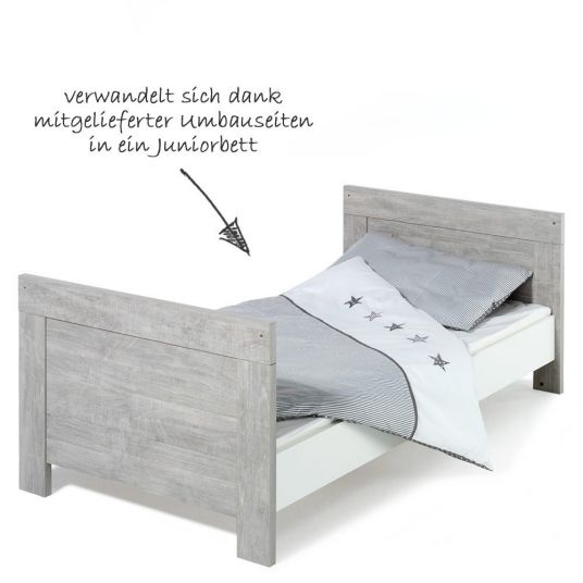 Schardt Kinderzimmer Nordic Driftwood mit 3-türigem Schrank, Bett, Wickelkommode