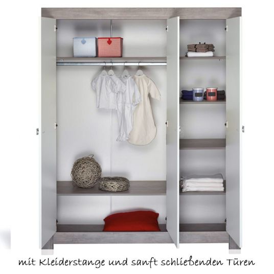 Schardt Kinderzimmer Nordic Driftwood mit 3-türigem Schrank, Bett, Wickelkommode