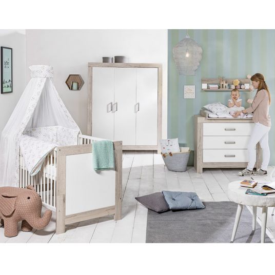 Schardt Children's room Nordic Halifax with 3-door wardrobe, bed, changing unit
