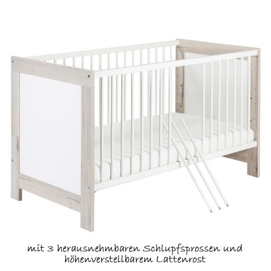 Schardt Kinderzimmer Nordic Halifax mit 3-türigem Schrank, Bett, Wickelkommode