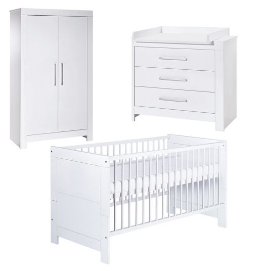 Schardt Nordic White nursery with 2-door wardrobe, bed, changing unit