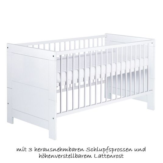 Schardt Kinderzimmer Nordic White mit 2-türigem Schrank, Bett, Wickelkommode