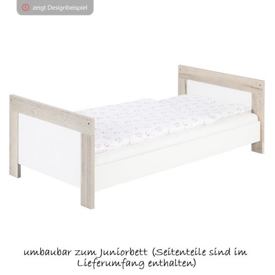 Schardt Kinderzimmer Nordic White mit 3-türigem Schrank, Bett, Wickelkommode